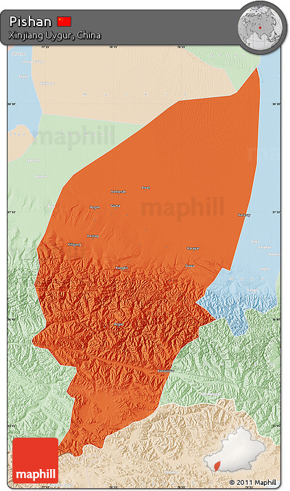 Political Map of Pishan, lighten