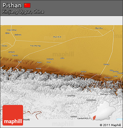 Physical Panoramic Map of Pishan