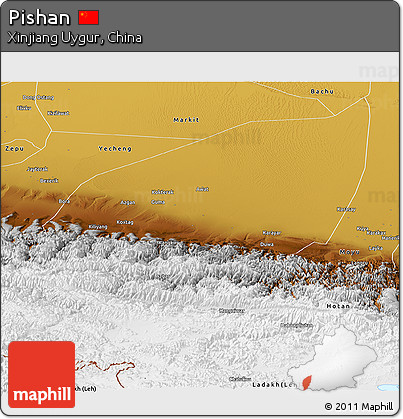 Physical Panoramic Map of Pishan