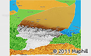 Physical Panoramic Map of Pishan, political outside