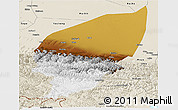 Physical Panoramic Map of Pishan, shaded relief outside