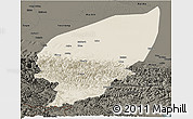Shaded Relief Panoramic Map of Pishan, darken