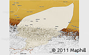 Shaded Relief Panoramic Map of Pishan, physical outside
