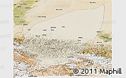 Shaded Relief Panoramic Map of Pishan, satellite outside