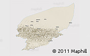 Shaded Relief Panoramic Map of Pishan, single color outside