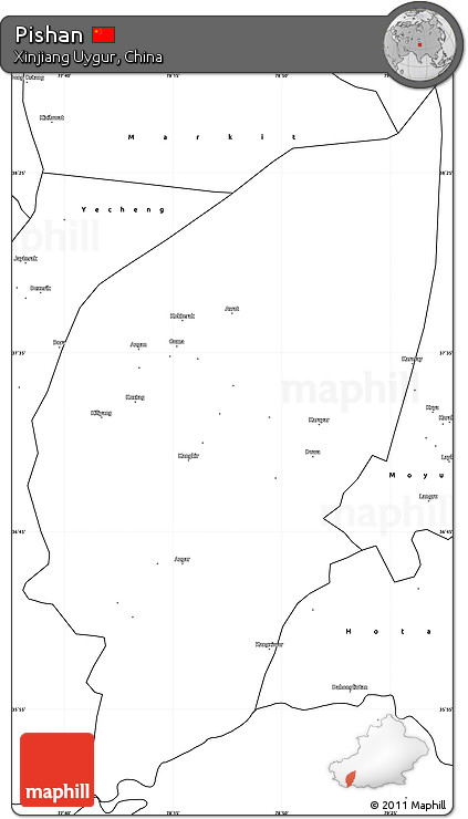 Blank Simple Map of Pishan