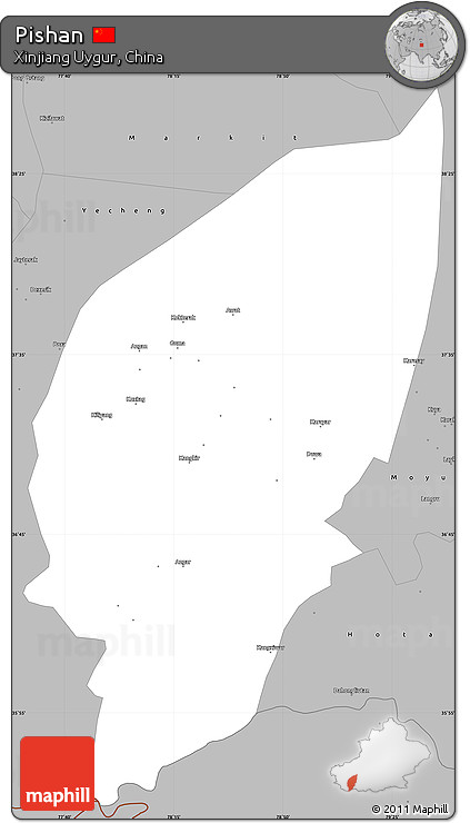 Gray Simple Map of Pishan