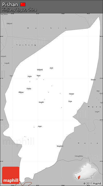 Gray Simple Map of Pishan