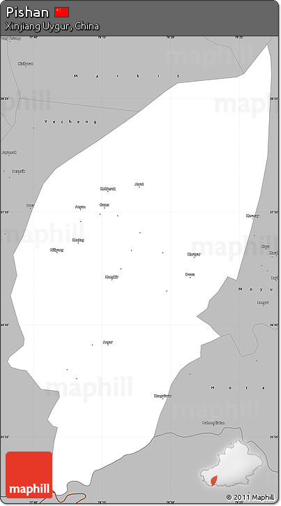 Gray Simple Map of Pishan