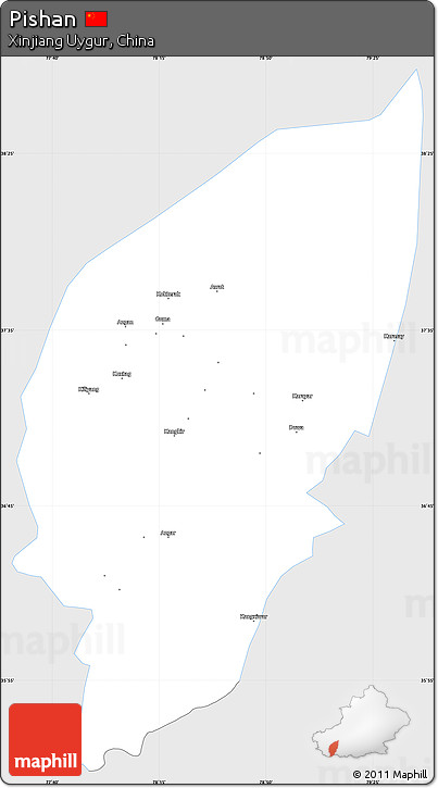 Silver Style Simple Map of Pishan, single color outside