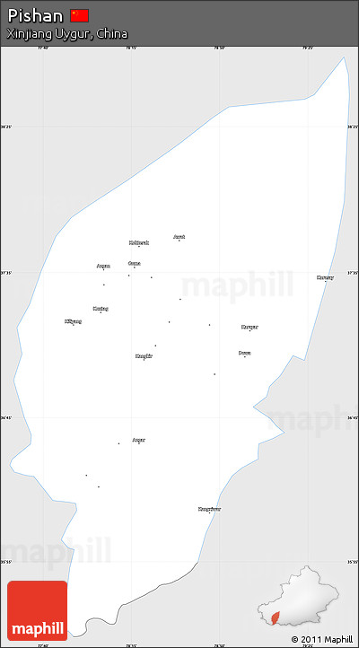 Silver Style Simple Map of Pishan, single color outside