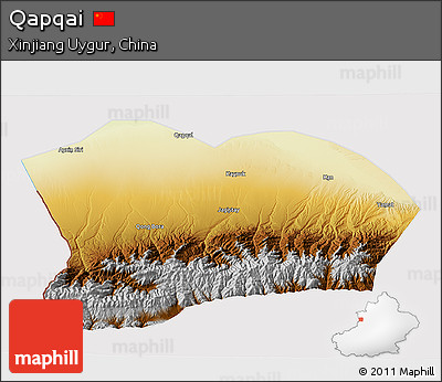 Physical 3D Map of Qapqai, cropped outside