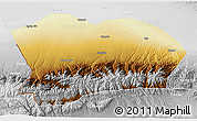 Physical 3D Map of Qapqai, lighten, desaturated