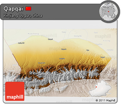 Physical 3D Map of Qapqai, lighten