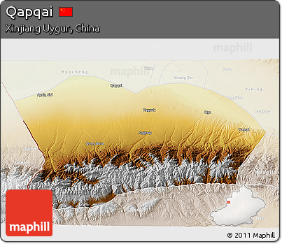 Physical 3D Map of Qapqai, lighten