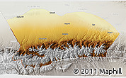 Physical 3D Map of Qapqai, lighten, semi-desaturated
