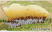 Physical 3D Map of Qapqai, satellite outside