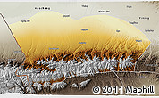 Physical 3D Map of Qapqai, semi-desaturated