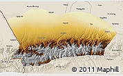 Physical 3D Map of Qapqai, shaded relief outside