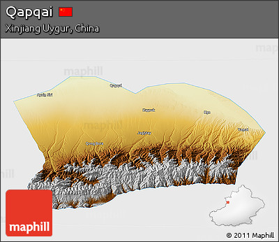 Physical 3D Map of Qapqai, single color outside