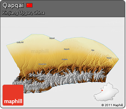 Physical 3D Map of Qapqai, single color outside