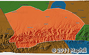 Political 3D Map of Qapqai, darken