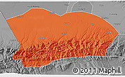 Political 3D Map of Qapqai, desaturated