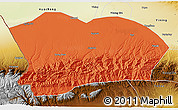 Political 3D Map of Qapqai, physical outside