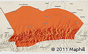 Political 3D Map of Qapqai, shaded relief outside
