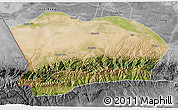 Satellite 3D Map of Qapqai, desaturated