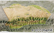 Satellite 3D Map of Qapqai, semi-desaturated