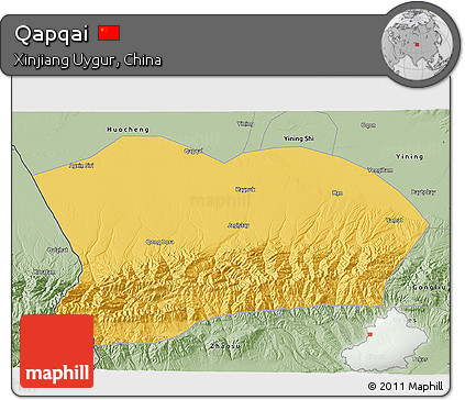 Savanna Style 3D Map of Qapqai
