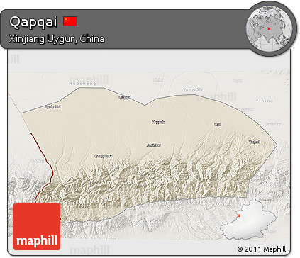 Shaded Relief 3D Map of Qapqai, lighten