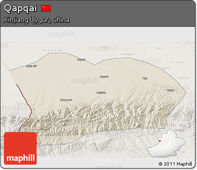 Shaded Relief 3D Map of Qapqai, lighten