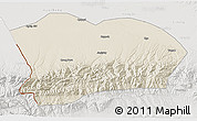 Shaded Relief 3D Map of Qapqai, lighten, semi-desaturated