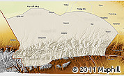 Shaded Relief 3D Map of Qapqai, physical outside