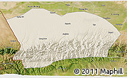Shaded Relief 3D Map of Qapqai, satellite outside