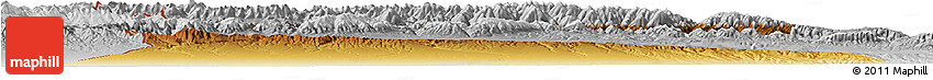 Physical Horizon Map of Qapqai, lighten, desaturated