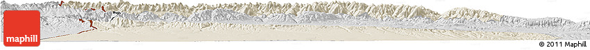 Shaded Relief Horizon Map of Qapqai, desaturated Shaded Relief Horizon Map of Qapqai, desaturated