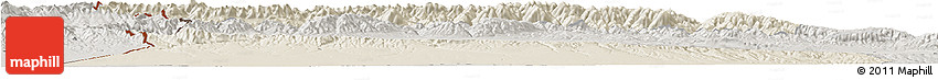 Shaded Relief Horizon Map of Qapqai, semi-desaturated Shaded Relief Horizon Map of Qapqai, semi-desaturated