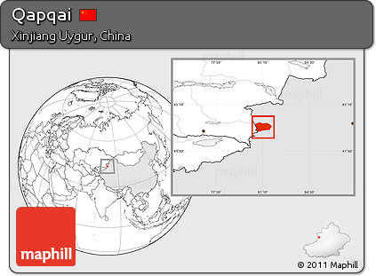 Blank Location Map of Qapqai, highlighted country