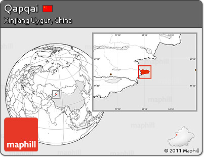 Blank Location Map of Qapqai, highlighted country