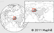 Blank Location Map of Qapqai, highlighted country, highlighted parent region, within the entire country