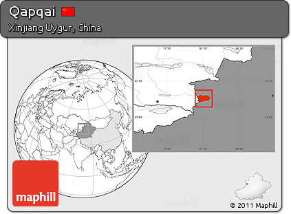 Blank Location Map of Qapqai, highlighted country, highlighted parent region