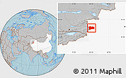 Gray Location Map of Qapqai, highlighted country, hill shading