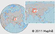 Gray Location Map of Qapqai, highlighted parent region, within the entire country, hill shading