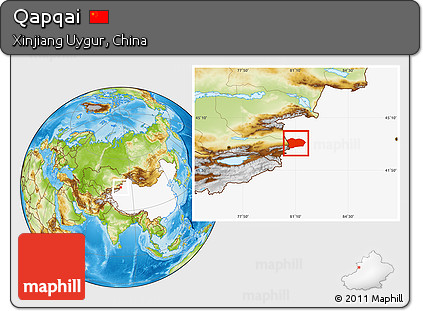 Physical Location Map of Qapqai, highlighted country