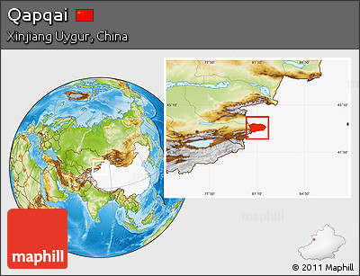 Physical Location Map of Qapqai, highlighted country