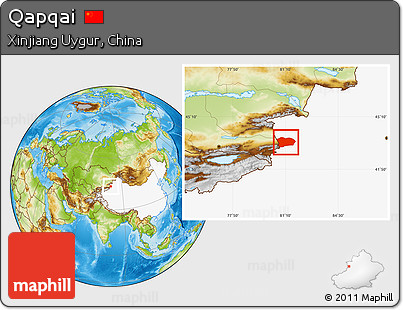 Physical Location Map of Qapqai, highlighted country
