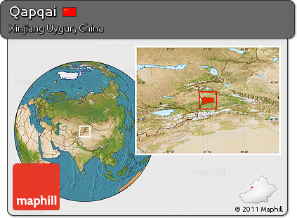 Satellite Location Map of Qapqai